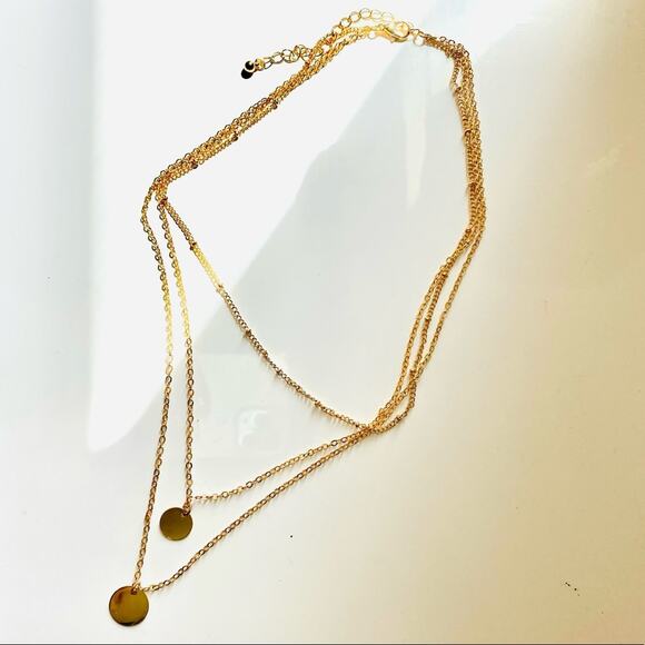 NEW NORDSTROM REVOLVE Gold Disc Multi Strand Layering Choker Necklace Jewelry - Picture 4 of 7